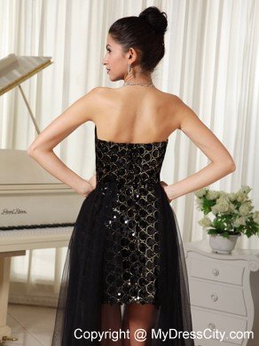 Custom Made High-low Prom Dress Black With Special Fabric