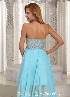 Aqua Blue Custom Made Beaded Prom Dress With Sweetheart