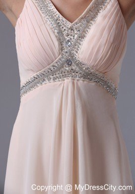 Lovely Cream Colored V-neck 2013 Prom Dress With Beading