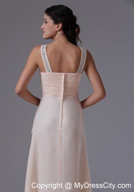 Lovely Cream Colored V-neck 2013 Prom Dress With Beading