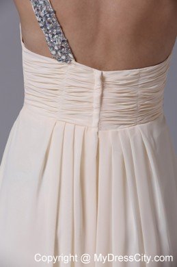 One Shoulder Cream Empire Chiffon Prom Dress for Women