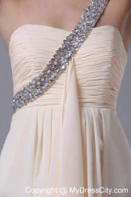 One Shoulder Cream Empire Chiffon Prom Dress for Women