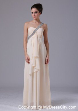 One Shoulder Cream Empire Chiffon Prom Dress for Women