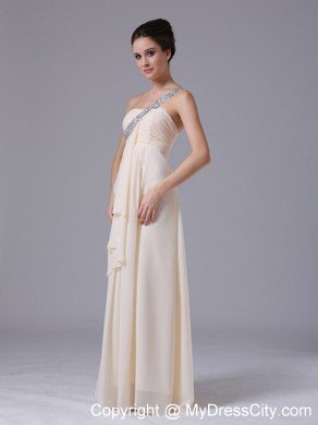 One Shoulder Cream Empire Chiffon Prom Dress for Women