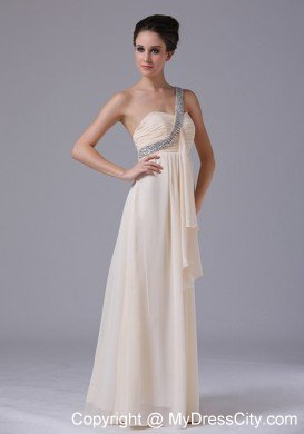 One Shoulder Cream Empire Chiffon Prom Dress for Women