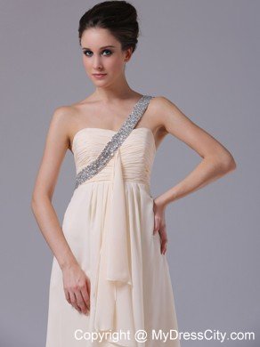 One Shoulder Cream Empire Chiffon Prom Dress for Women