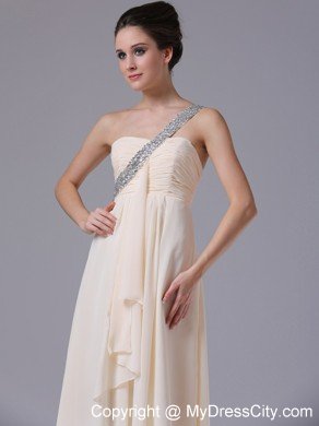 One Shoulder Cream Empire Chiffon Prom Dress for Women