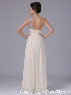 One Shoulder Cream Empire Chiffon Prom Dress for Women