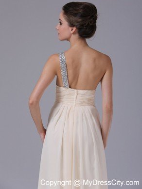 One Shoulder Cream Empire Chiffon Prom Dress for Women