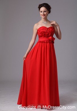 Sweetheart Layers Bowknot Floor-length For Red Prom Dress