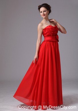 Sweetheart Layers Bowknot Floor-length For Red Prom Dress