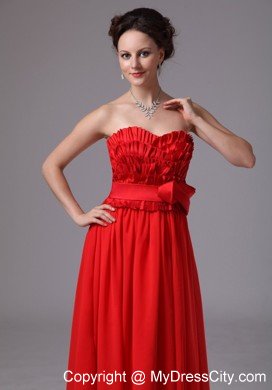 Sweetheart Layers Bowknot Floor-length For Red Prom Dress