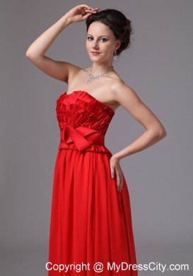 Sweetheart Layers Bowknot Floor-length For Red Prom Dress