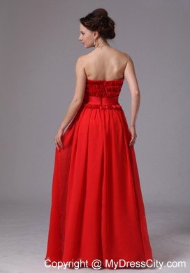 Sweetheart Layers Bowknot Floor-length For Red Prom Dress