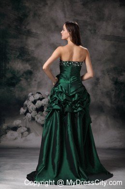 Unique Strapless High-low Green Prom Dress with Beading