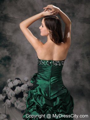 Unique Strapless High-low Green Prom Dress with Beading