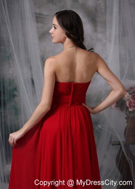 Beautiful Red Empire Chiffon Prom Evening Dress with Beading