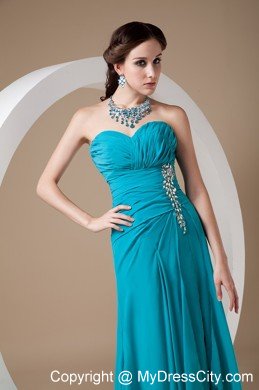 Top Selling Teal Front Silt Sweetheart Chiffon Prom Dress