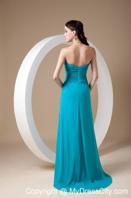 Top Selling Teal Front Silt Sweetheart Chiffon Prom Dress