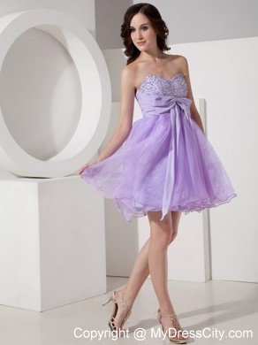 Beautiful Lilac Princess Mini-length Prom Dress with Beading