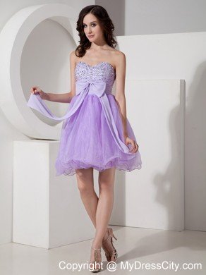 Beautiful Lilac Princess Mini-length Prom Dress with Beading