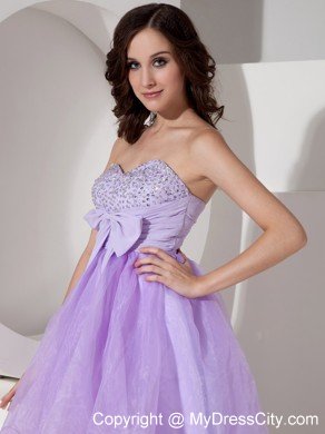 Beautiful Lilac Princess Mini-length Prom Dress with Beading