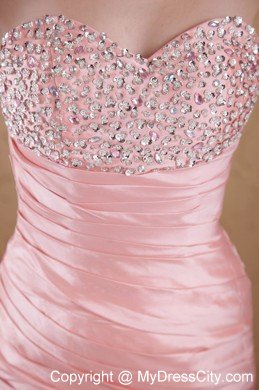 Popular Peach Column Taffeta Beaded Dress for Prom