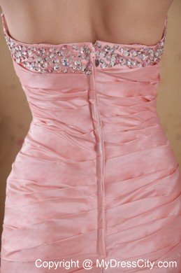 Popular Peach Column Taffeta Beaded Dress for Prom