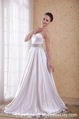 Ivory Empire Sweetheart Beaded Decorate Waist Prom Dress