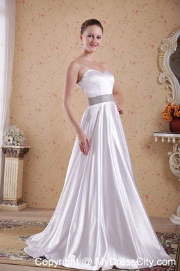 Ivory Empire Sweetheart Beaded Decorate Waist Prom Dress