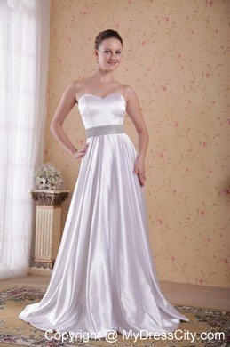 Ivory Empire Sweetheart Beaded Decorate Waist Prom Dress