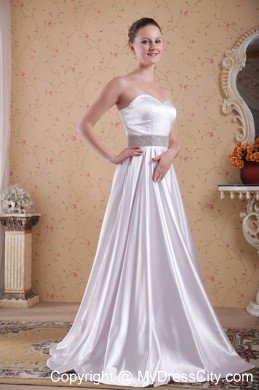 Ivory Empire Sweetheart Beaded Decorate Waist Prom Dress