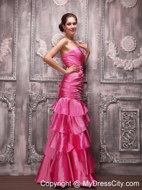 Hot Pink Column Sweetheart Floor-length Beading Prom Dress