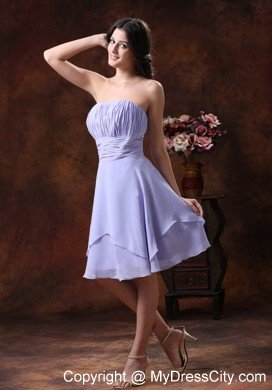 2013 Popular Lilac Strapless Prom Dress with Ruching decorated