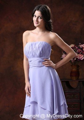 2013 Popular Lilac Strapless Prom Dress with Ruching decorated