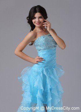 High-low Beading Decorated Bust One Shoulder Prom Dress