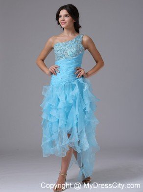 High-low Beading Decorated Bust One Shoulder Prom Dress