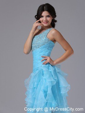 High-low Beading Decorated Bust One Shoulder Prom Dress