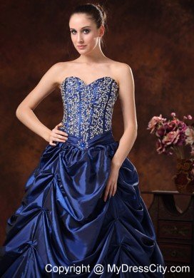 Beaded Sweetheart Pick Ups Navy Blue Prom Gowns for Women