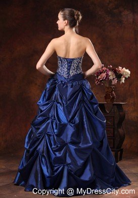 Beaded Sweetheart Pick Ups Navy Blue Prom Gowns for Women