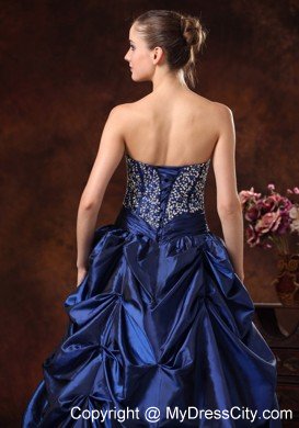 Beaded Sweetheart Pick Ups Navy Blue Prom Gowns for Women