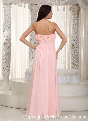 Flowers Strapless Chiffon Empire Simple Cheap Prom Dresses