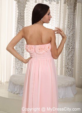 Flowers Strapless Chiffon Empire Simple Cheap Prom Dresses