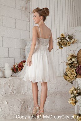 Beading Empire Straps White Short Prom Dress for Girls