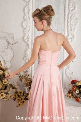 Baby Pink High Slit Sweetheart Beading Prom Dress with Brush Train