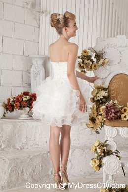 White Organza Beading Mini-length Sweetheart Short Prom Dress for Girls