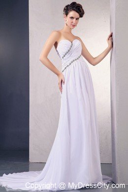 Court Train Sweetheart Bridal Gown with Appliques and Ruching