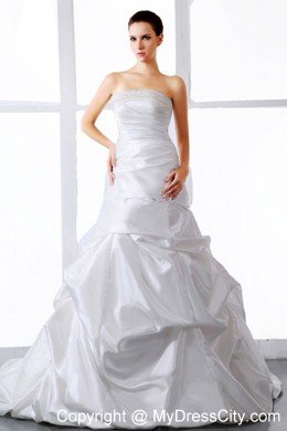 Elegant Court Train with Beading and Ruching Wedding Dress