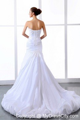 Fashionable Mermaid Wedding Dress with Appliques and Ruching