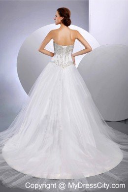 2013 Sweetheart Cathedral Train Embroidery Wedding Dress